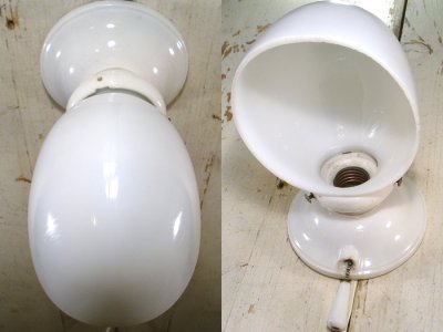 画像2: 1940's DECO "Porcelain＆Milk Glass" Bathroom Lamp