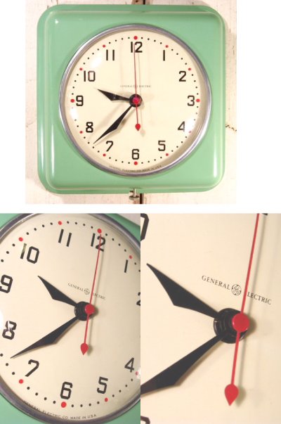 画像1: 40's G.E. "Mint Green" Antique Kitchen Clock