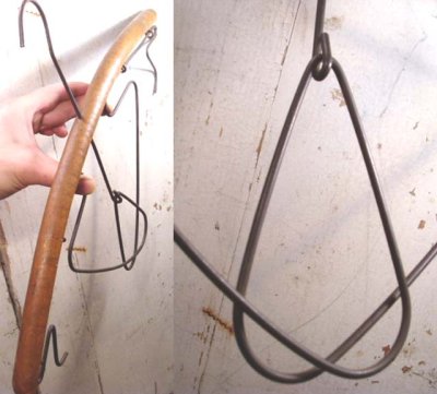 画像1:  1900-20's Wood "Wire Action" Hanger