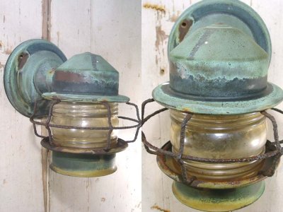 画像1: 1940's "MARINE" Caged Outside Lamp