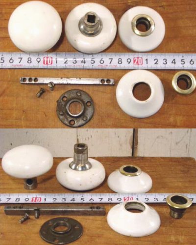 画像2: 30-40's Antique "Porcelain" Doorknob + Rosettes