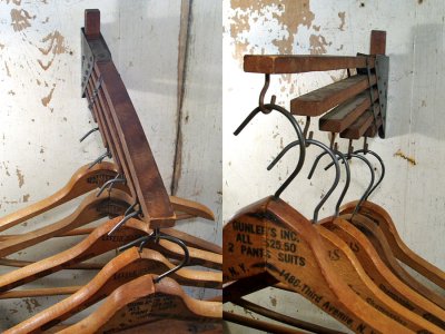 画像1: 1920-30's "Holds more Hanger" Wood＆STEEL Folding Hanger