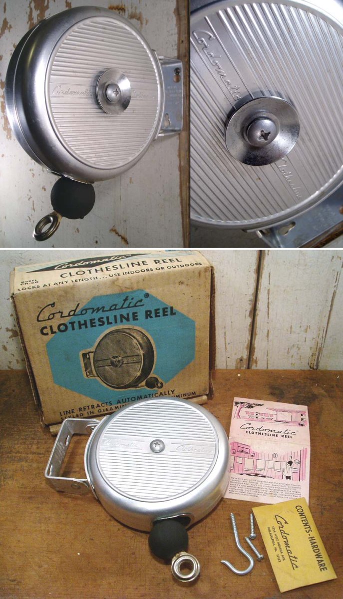 画像1: 1950's "OUT-DOORS" Aluminum Clothes-Line Reel【Dead Stock】 (1)