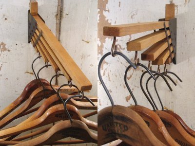 画像1: 1920-30's "Holds more Hanger" Wood＆Steel Folding Hanger 【DEAD-STOCK】