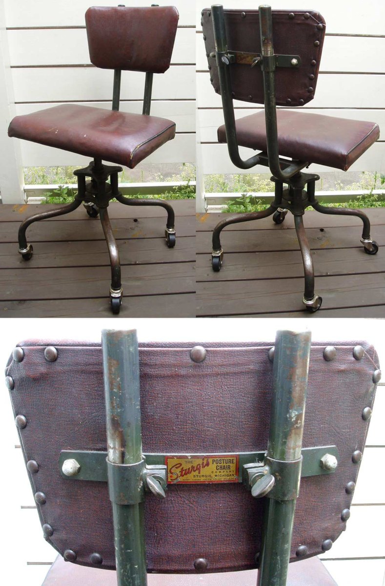 画像1: 1930-40's "Machine age" Swivel Desk Chair (1)