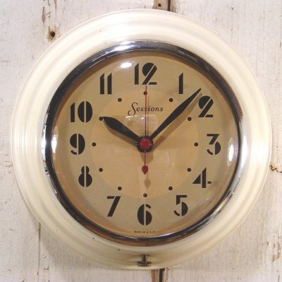 画像1: 1940's Art-Deco "Country" Kitchen Clock 