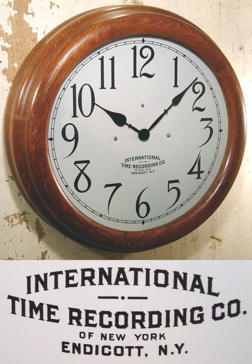 画像1: 1930's N.Y. "IBM" Wood Gallery Clock【LARGE】 (1)