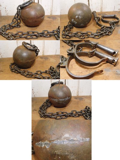 画像3: 1870-1900's Prisoner's Ball＆Chain w/KEY　囚人用足かせ