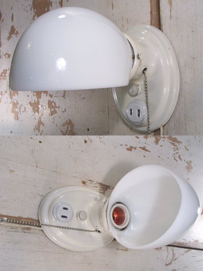 画像2: 1930-40's "Milk Glass Shade" Bathroom Lamp 