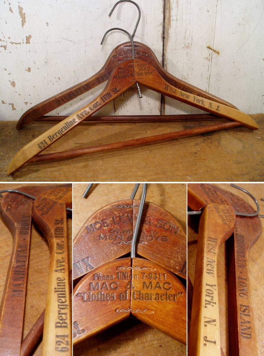 画像1:  "Advertising" Antique 2-Wood Hanger　 (1)
