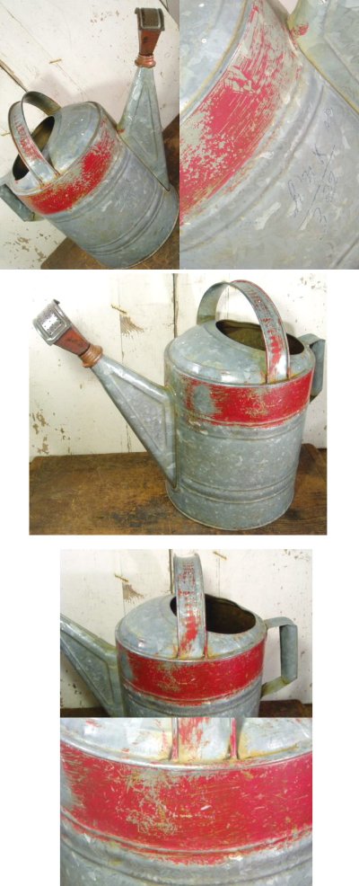 画像1: Antique Watering Can "Red Line Painted"