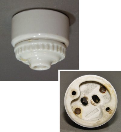 画像1: 1910-20's Porcelain Rosette -Lamp parts-