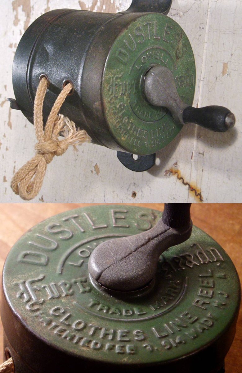 画像1: 1910-20's Wood Handle "Clothes-Line" Reel (1)