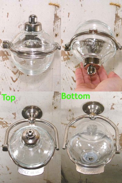 画像1: 1910-20's "N.Y." Glass Liquid Soap Dispenser