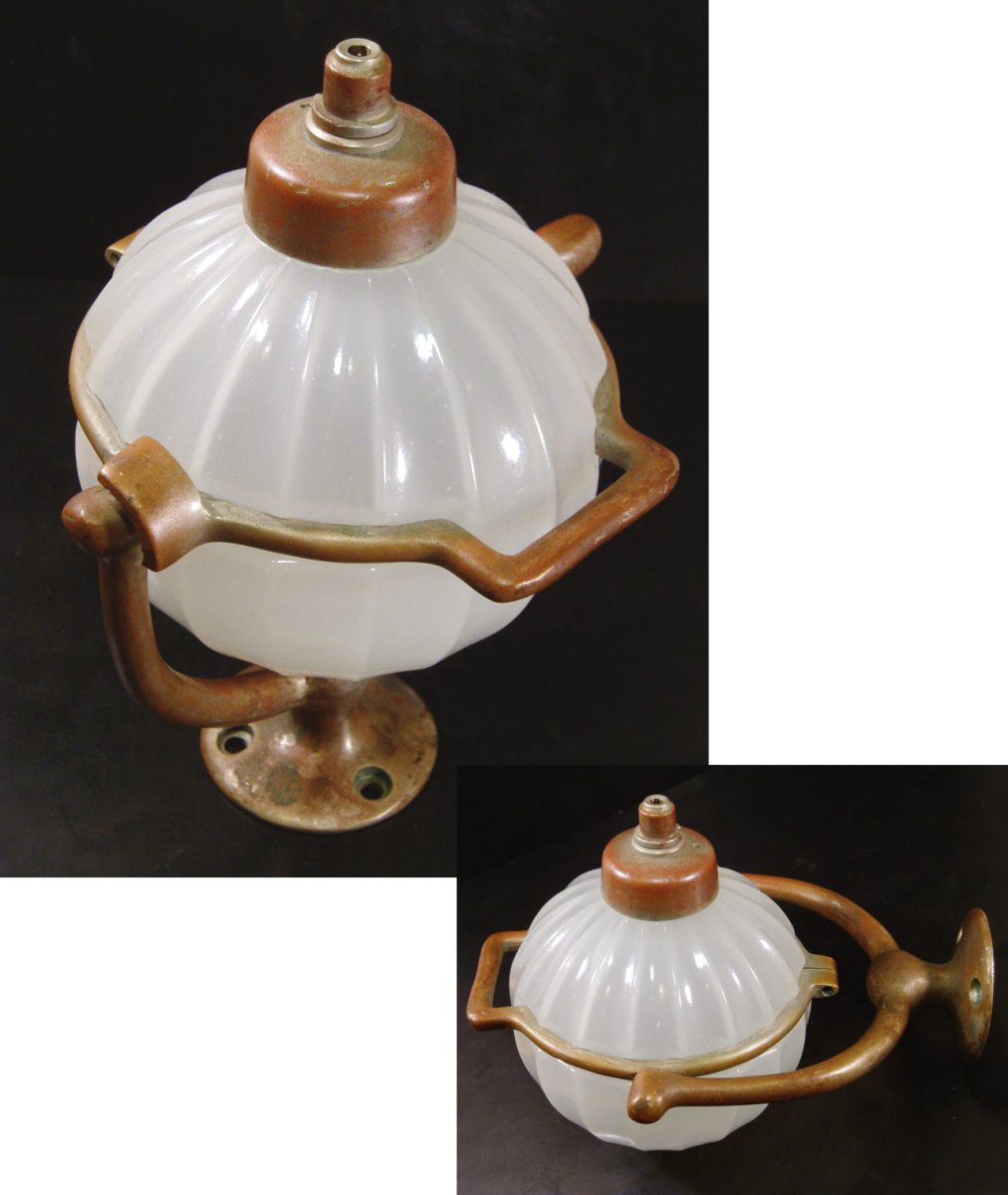 画像1: 1910-20's "ART DECO" Milk Glass Liquid Soap Dispenser (1)