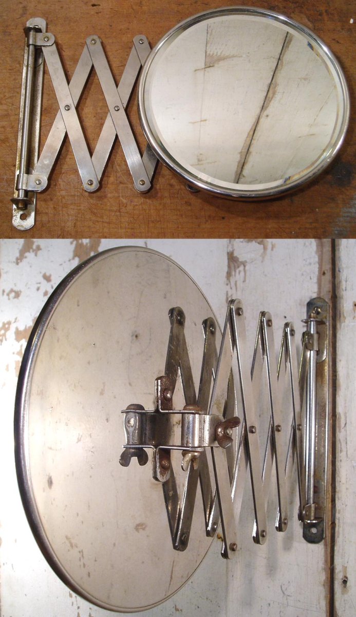 画像1: "BEVELED-Mirror" Accordion Shaving Mirror (1)