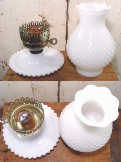 画像2: 50-60's "Hobnail" Milk Glass Shade Table Lamp