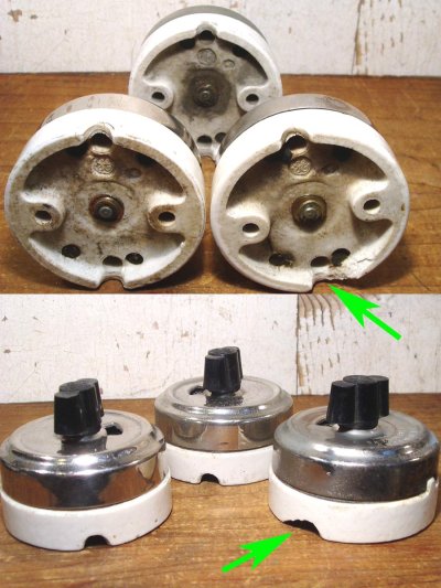 画像1: 3-sets "General Electric" Porcelain Turn Switch 