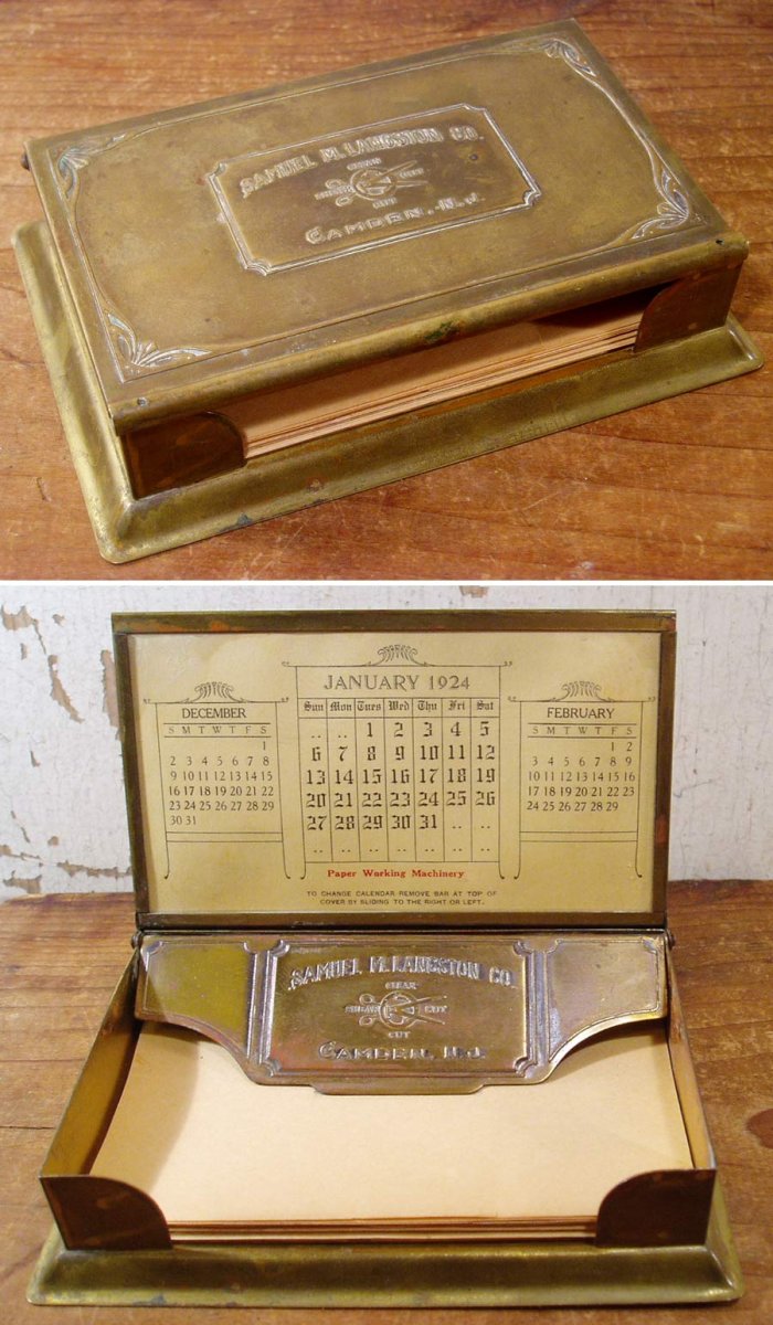 画像1: 1920's "Brass" Desk Top Calender＆Memo-pad (1)