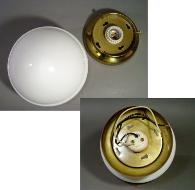 画像2: 1930〜50's "Art-Deco" Milk Glass Ceiling Lamp