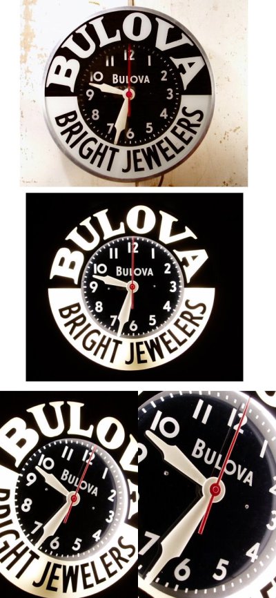 画像1: 50's BULOVA Black & White "Neon" Wall Clock