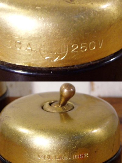 画像2: 1920-30's "Brass＆Porcelain" Toggle Switch