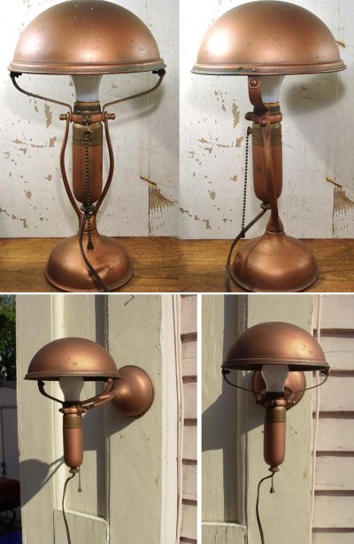 画像2: Early-1900's "Wishbone" BRASS 2-Way Lamp