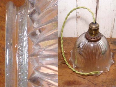 画像3: 1910-20's "Holophane" Ribbed Glass Pendant Lamp