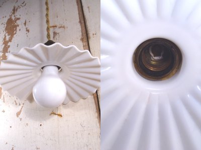 画像2: Antique "Petticoat Milk Glass" Pendant Lamp