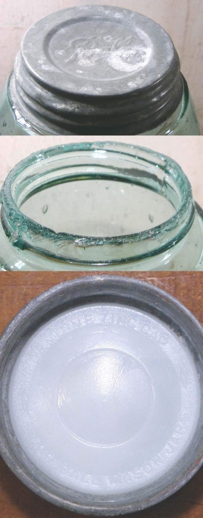 画像1: Around-1900's "BIG" Embossed Glass Canning Jar 