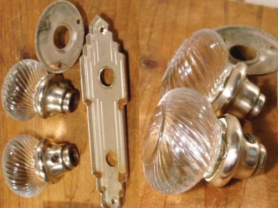 画像3: 30-40's Art-Deco "Swirl Glass" Doorknob