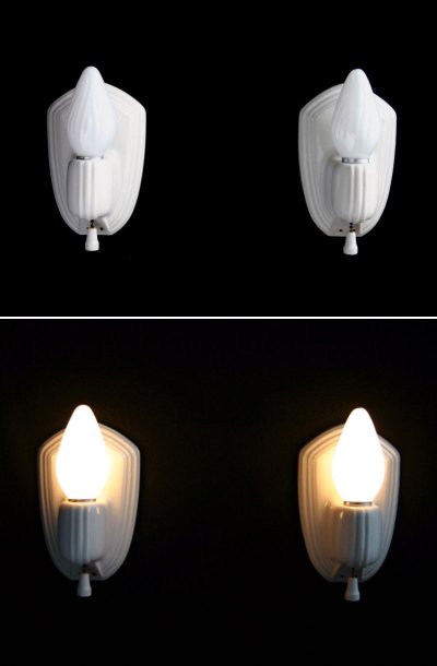 画像1: 1930-40's "Art Deco" Porcelain Candle Lamp