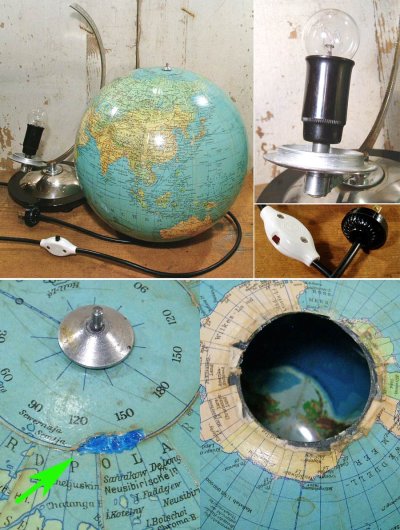 画像3: 1940's German-DECO "Glass" World Globe Lamp【25cm】