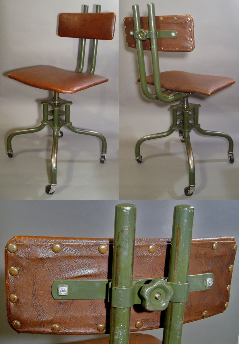 画像1: 1940's "Studded Backrest" Swivel Desk Chair (1)