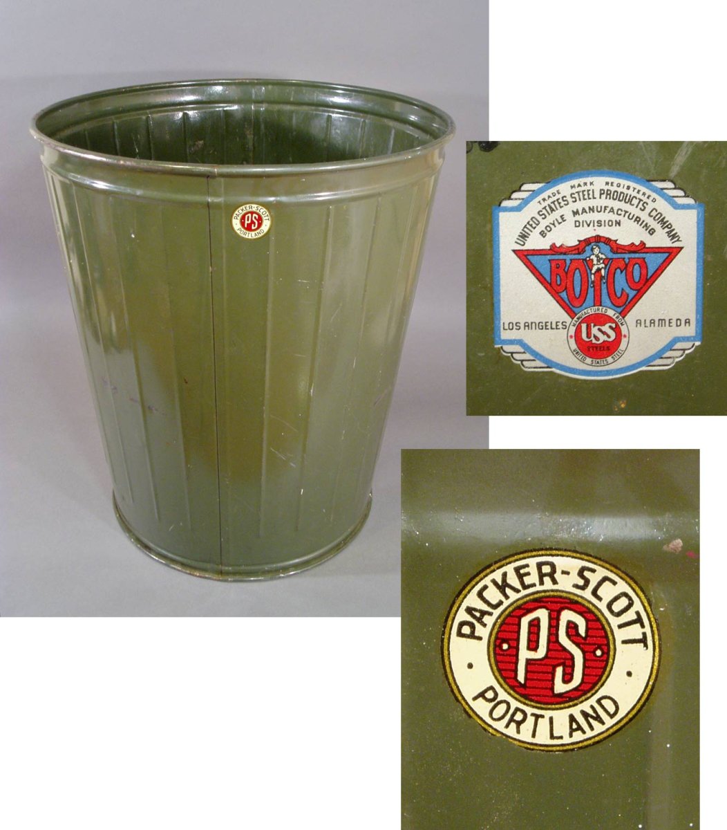 画像1: 1930-40's "BOYCO" Large Ribbed Steel Trash Can (1)