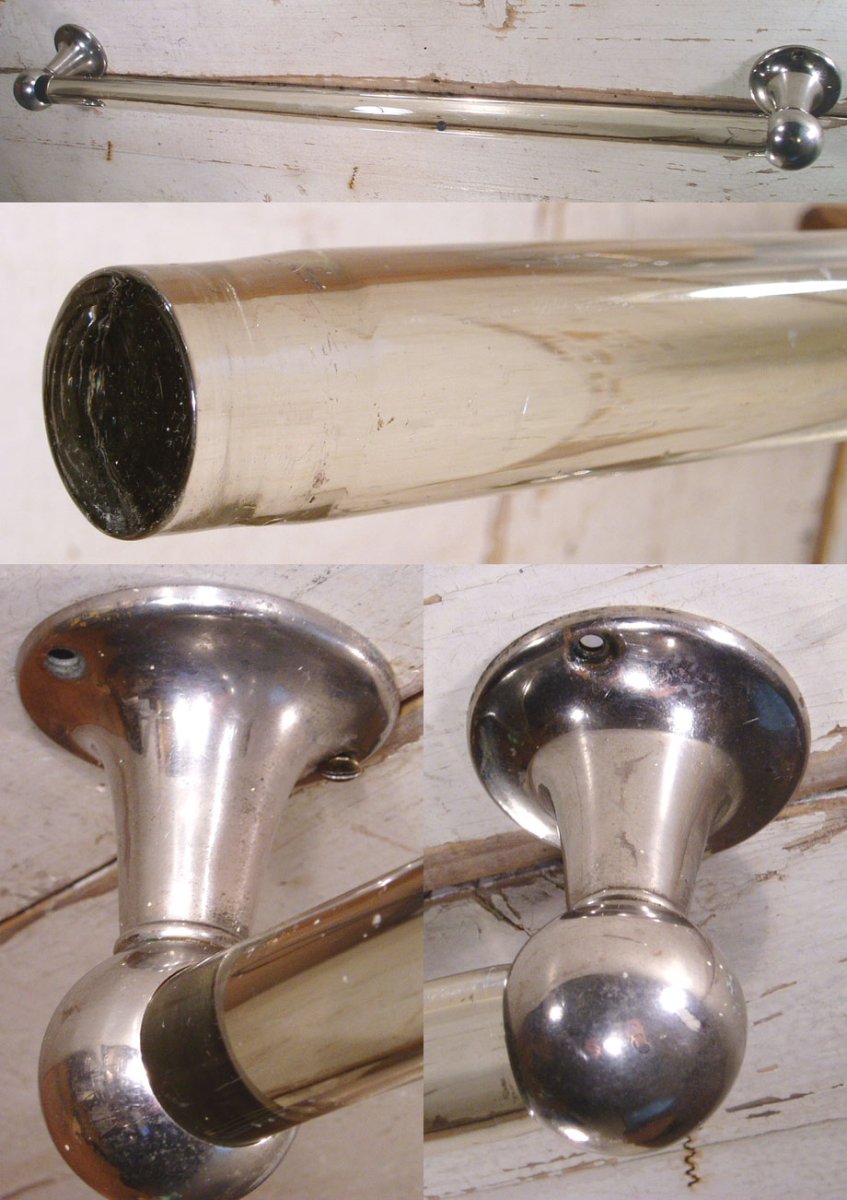 画像1: "Nickel plated Brass Ends" Glass Towel Bar (1)