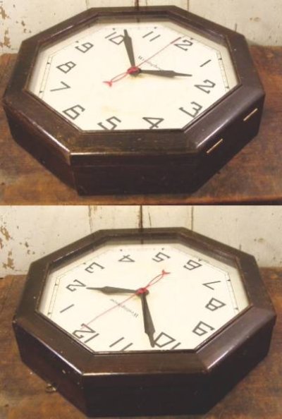 画像2: 30's "Westinghouse" Octagon WOOD Wall Clock