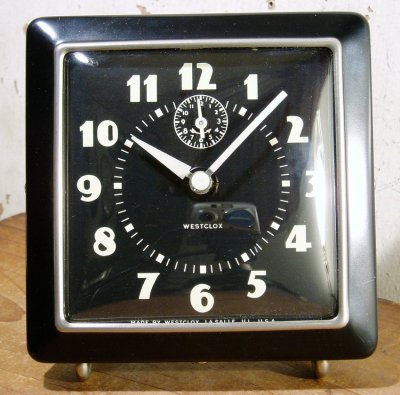 画像1: 1940's "Art-Deco"  Black Desk Clock