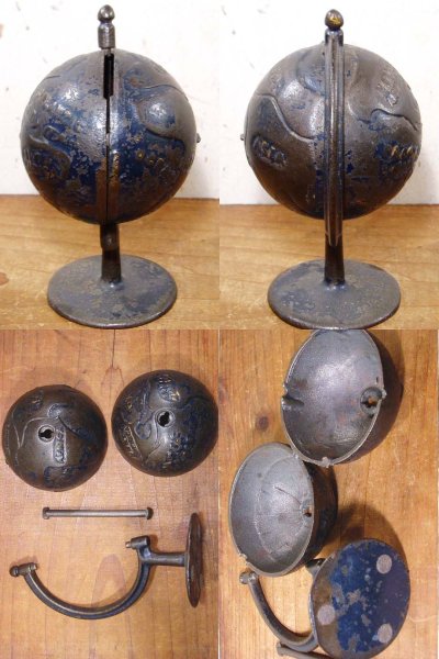 画像2: 1900's "CAST IRON" GLOBE BANK 【DARK BLUE】