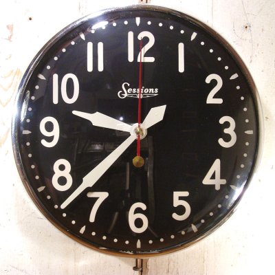 画像1: 1950's "Black Dial" School Wall Clock