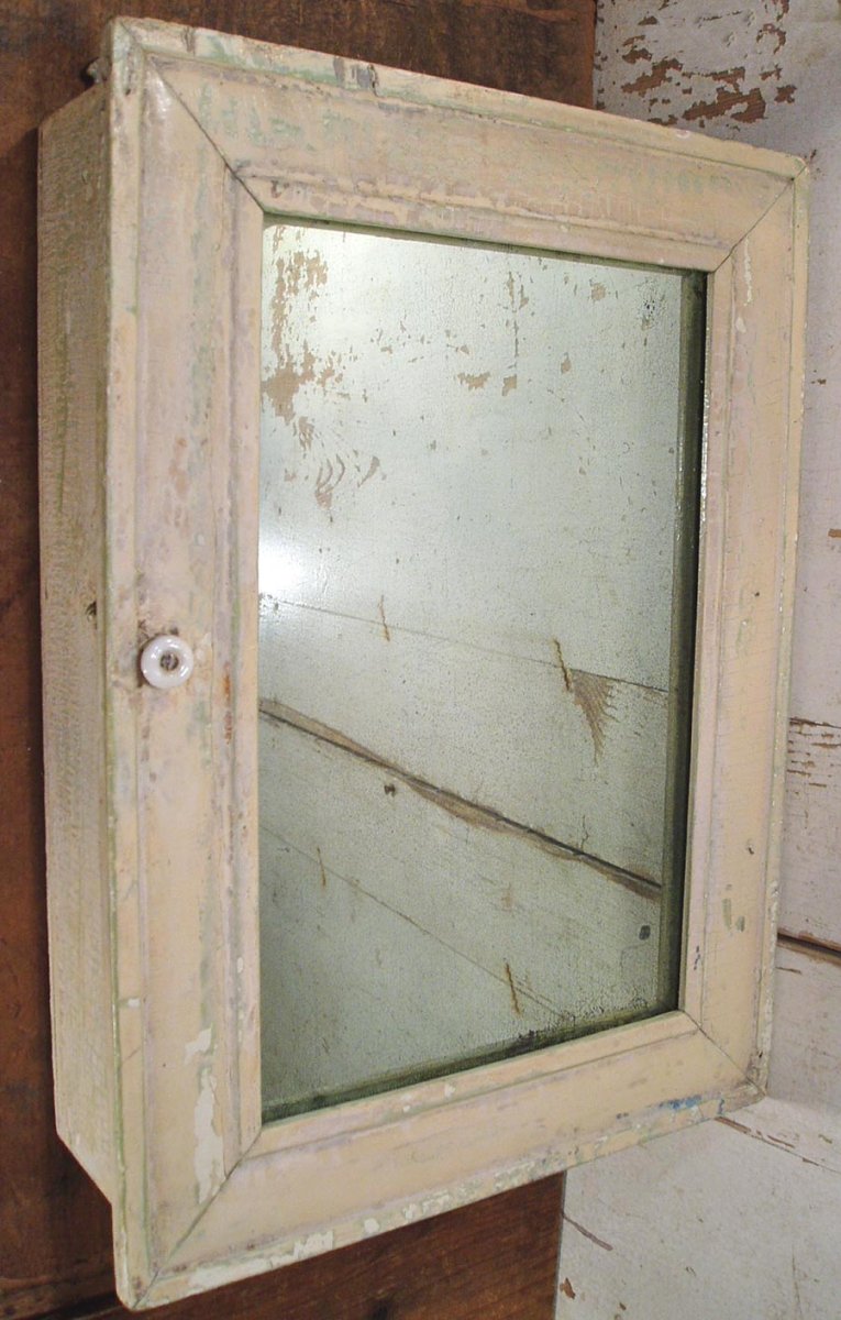 画像1: 1920's "Mirrored" Wood Bathroom Medicine Cabinet (1)