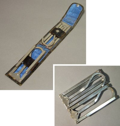 画像1: 1910-30's 2-Folding Steel Hangers w/Leather Case