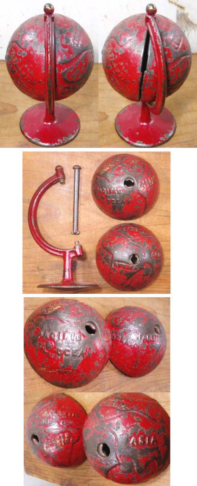 画像2: 1900's "CAST IRON" GLOBE BANK 【RED】