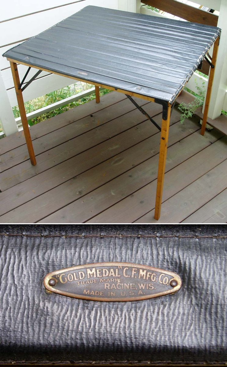 画像1: Early-1900's "Roll-Top" Folding Wood Table (1)
