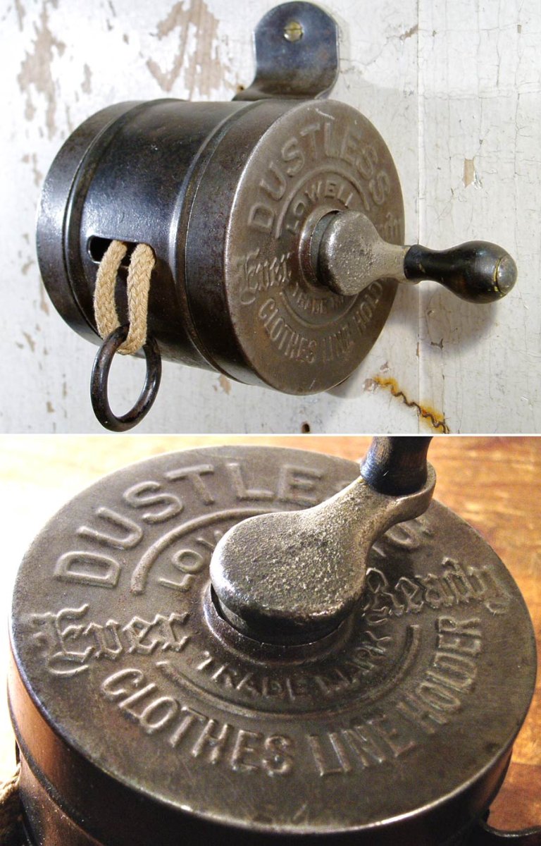 画像1: 1910's Wood Handle "Clothes-Line" Reel (1)