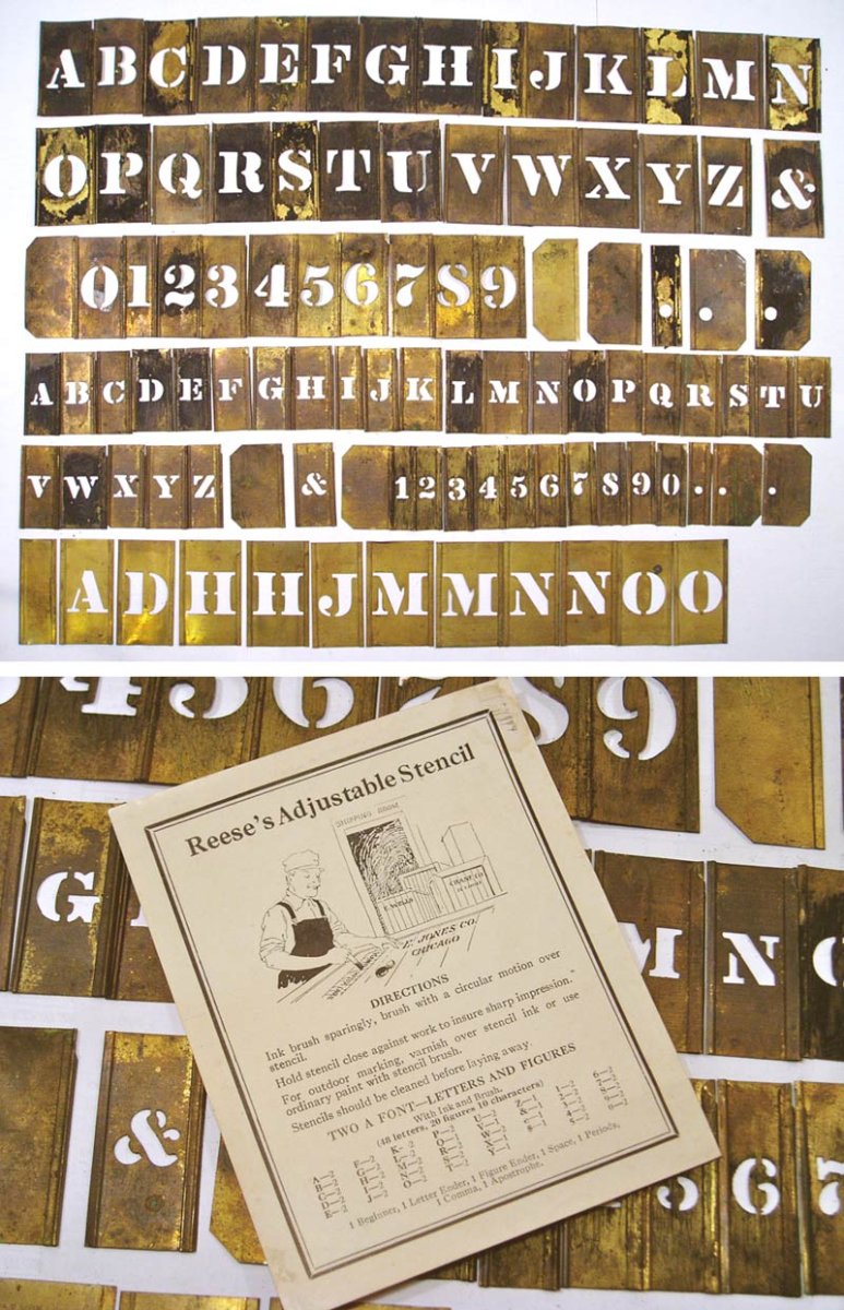 画像1: 【97枚】1930-40's Brass "STENCIL"  Plate 2-Font Set (1)