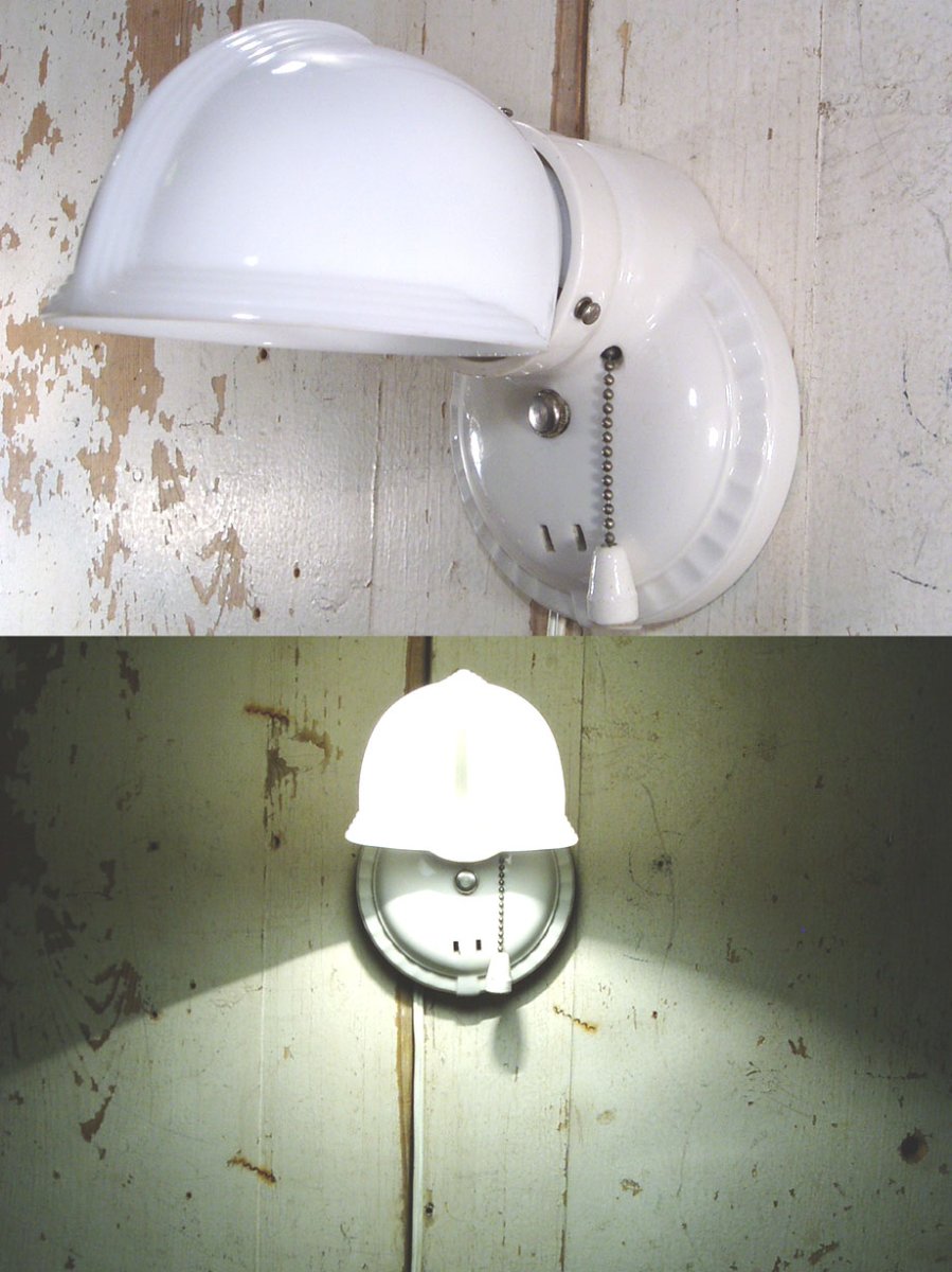画像1: 1940's DECO "Ceramic＆Milk Glass" Bathroom Lamp (1)