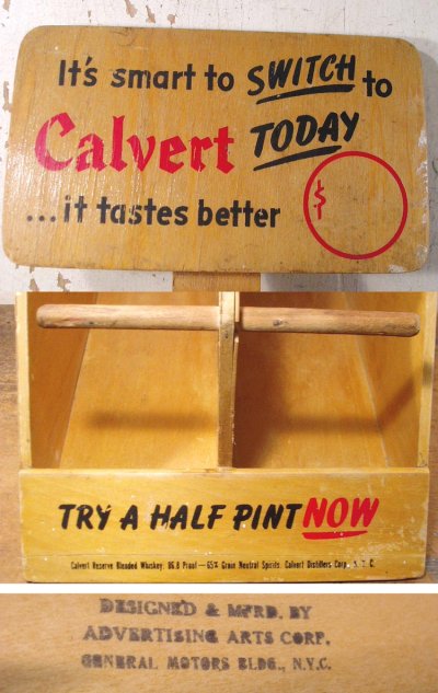 画像1: "Calvert Whiskey" Wood Display Rack