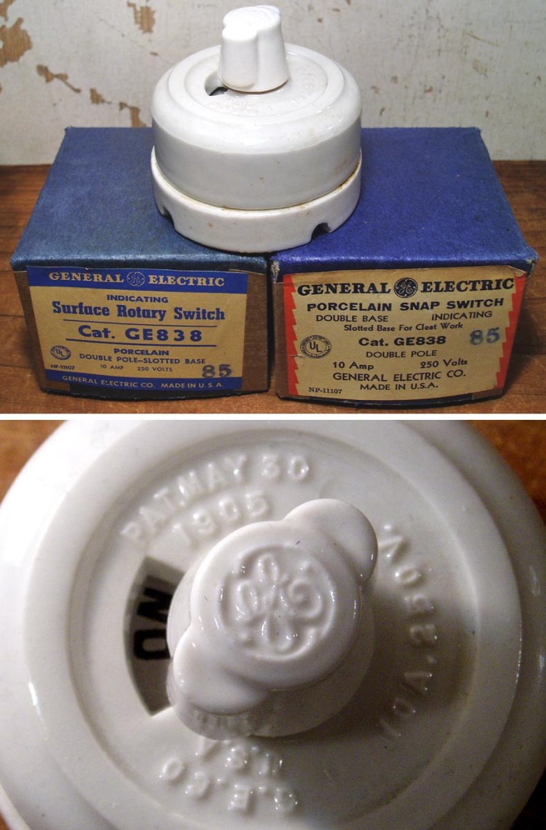 画像1: 【Dead-Stock】1910-20's "General Electric" Porcelain Switch  (1)