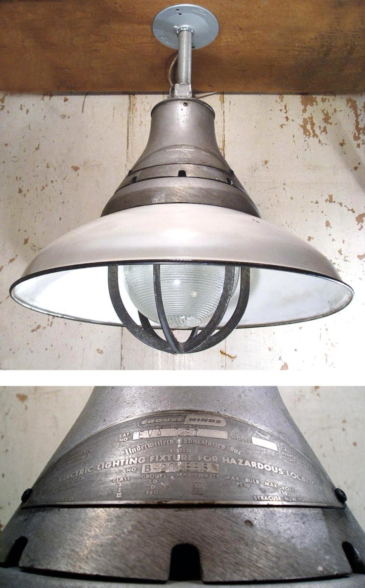 画像1: 1950's "Enamel Shade" Gas Station Light (1)